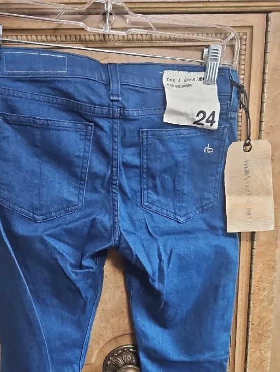 rag & bone Women’s Pull-On Skinny Jeans in Mid Blue NWT Size 24 - Picture 7 of 8